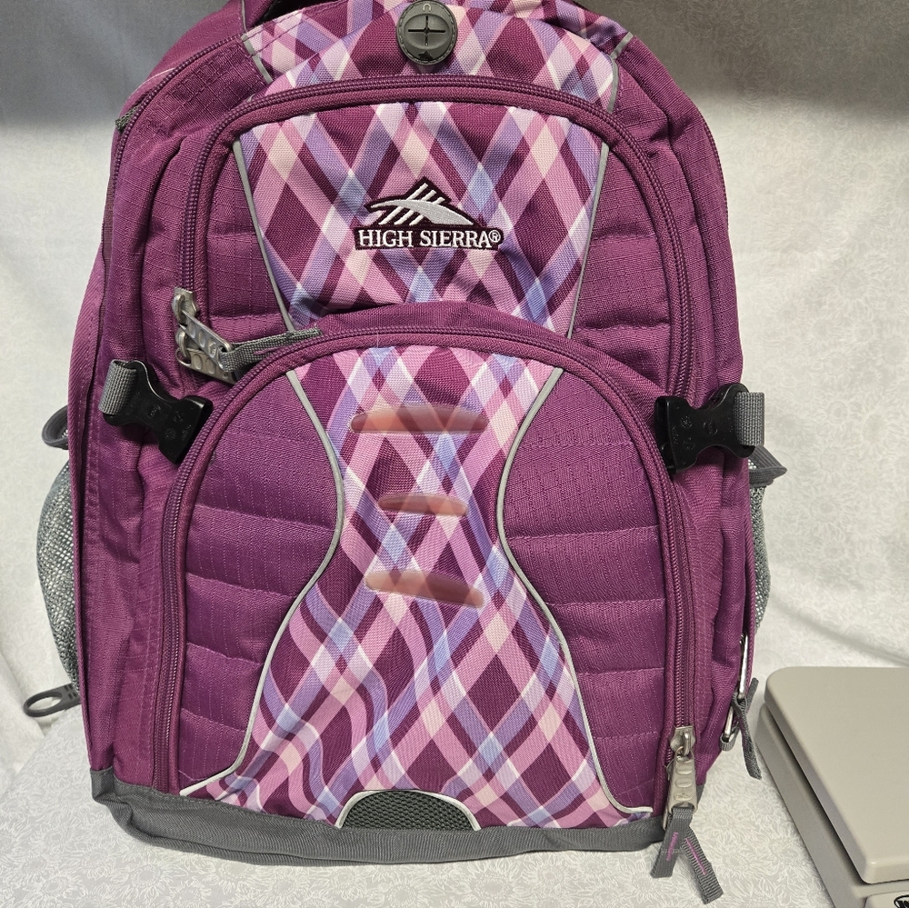 High Sierra Plaid Purple Backpack
